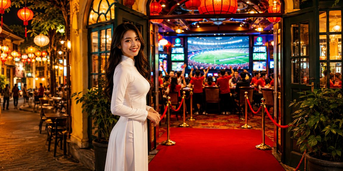 Khung cảnh casino ở Hà Nội với trang phục áo dài truyền thống