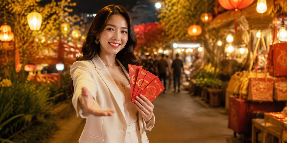 Khung cảnh chợ đêm Hà Nội với đèn lồng đỏ